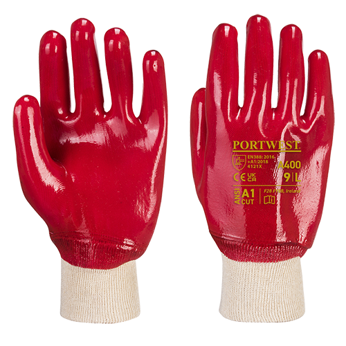 PORTWEST GLOVE PVC KNITWRIST RED LARGE 