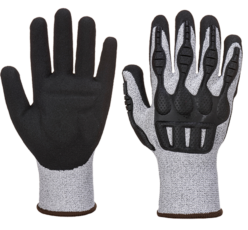 PORTWEST GLOVE TPV IMPACT CUT GREY/BLACK LARGE 