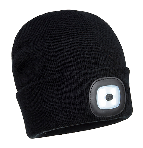 PORTWEST BEANIE WITH RECHARGEABLE LED ONE-SIZE BLACK