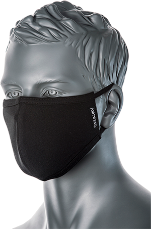 PORTWEST MASK 2-PLY ANTI-MICROBIAL BLACK PACK OF 25