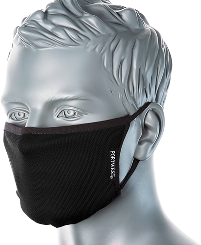 PORTWEST MASK 3-PLY ANTI-MICROBIAL BLACK PACK OF 25