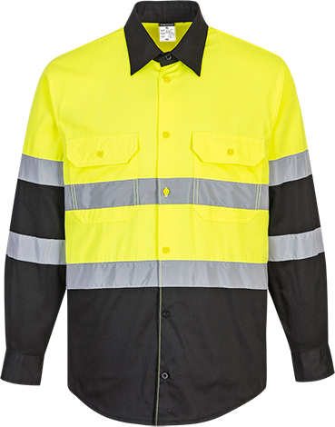 Hi-Vis Work Shirt L/S, YeBk Size 4XL R/Fit