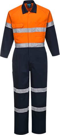 PRIME MOVER COVERALL COTTON DAY/NIGHT ORANGE/NAVY REGULAR 102