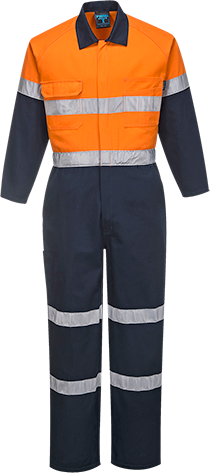 PRIME MOVER COVERALL COTTON DAY/NIGHT ORANGE/NAVY SHORT 92 