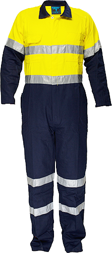 PRIME MOVER COVERALL COTTON DAY/NIGHT YELLOW/NAVY TALL 79 