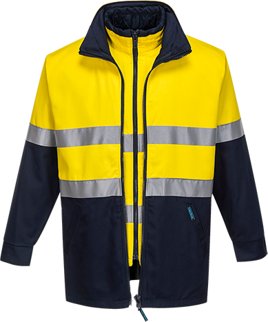 PRIME MOVER JACKET COTTON 4IN1 DAY/NIGHT YELLOW/NAVY 3XL 