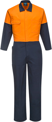 PRIME MOVER COVERALL COTTON CLASS D ORANGE/NAVY TALL 79 