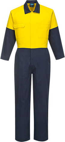 PRIME MOVER COVERALL COTTON CLASS D YELLOW/NAVY TALL 79 