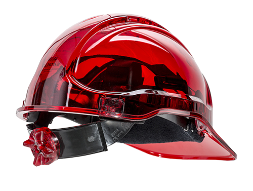 Peak View Ratchet Vent Helmet, Red R/Fit