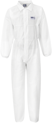 Coverall with Collar (50pc), White, XXL, Regular ( ST38WHRXXL )